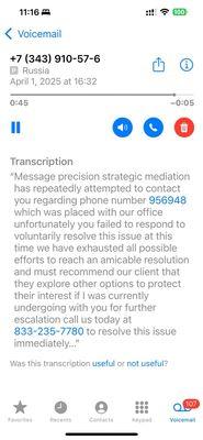 Voice mail they left me.