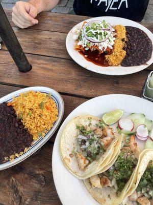 enchiladas and shrimp tacos