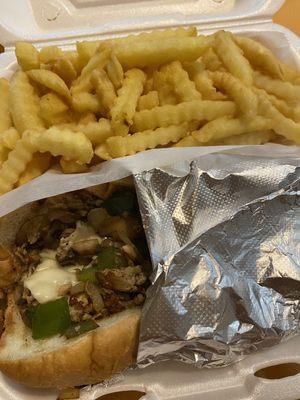 Chicken Philly combo. Comes with a drink as well.