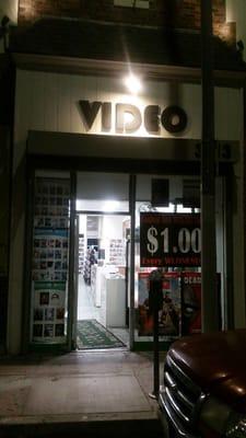 Outside facing the store.