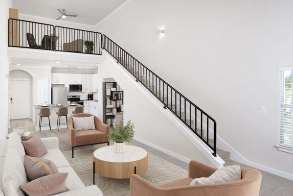 Modern loft apartment with mezzanine at Camden Midtown Atlanta in Atlanta, GA