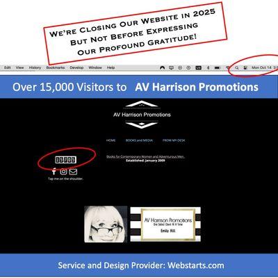 AV Harrison Publishing would like to express Profound Gratitude to Webstarts  for upstarting my 2011 book business! More than 'Just WoW!"