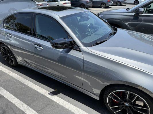 M340i window films. 35% in the back, transparent in the front and windshield.