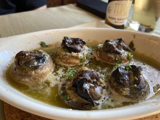 Escargot in mushroom caps