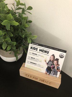 Kids menu