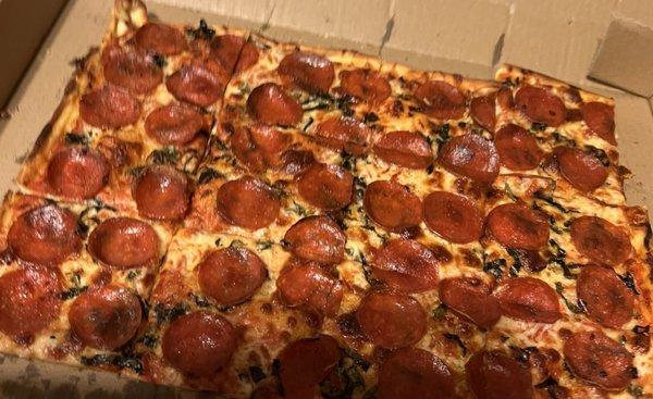 Carlitos Way with Basil, pepperoni, and mozzarella