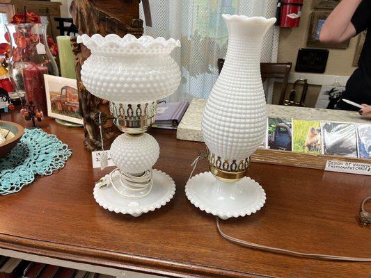 Milk glass lamps