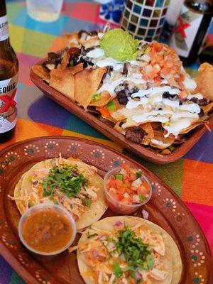 Nachos Grande + Chicken Street Tacos