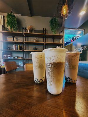 Sea Salt Latte, Roasted Oolong Milk Tea, Hokkaido Milk Tea