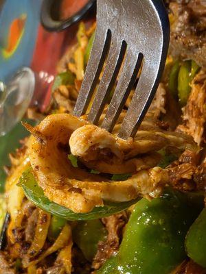 A piece of quality fresh chicken and green peppers in the Fajitas.