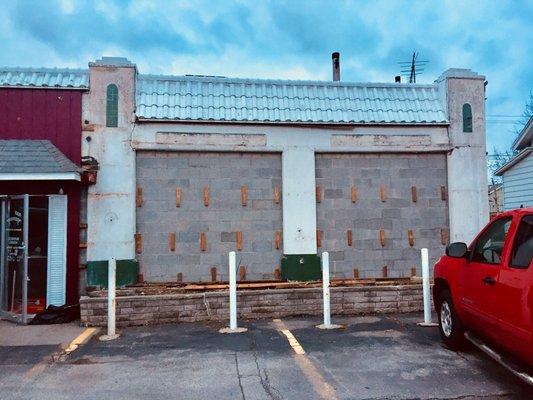 Restoration of historic 1938 Sinclair Gas Station in progress.
