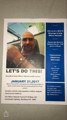 Benefit for Officer Adamek, Trainer Boro PD