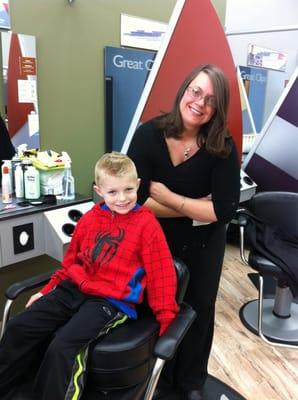 Nora did such a wonderful job cutting Samuel's hair!! She is a sweetheart!!