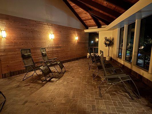 Relaxation room with zero gravity chairs