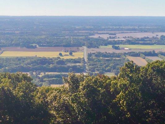 Farmland below the library.