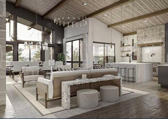 family room in custom home