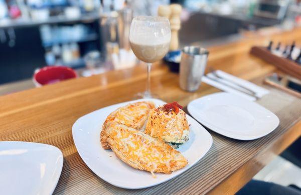 Mind-blowing custom meat & veggie frittata with toast cheese croissant