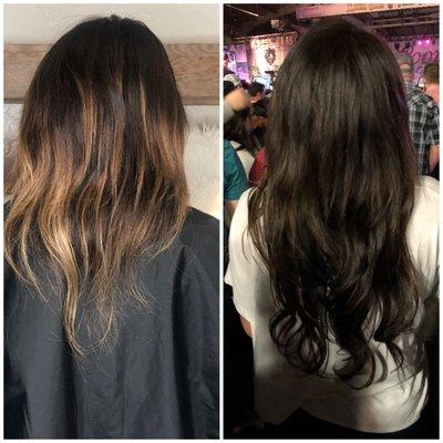 Before and after color and extensions