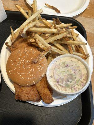 Fish Dinner with Fries and Coleslaw