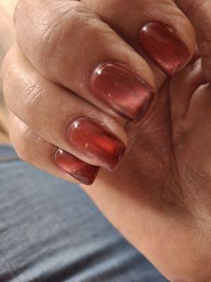 I had Cats Eye acrylic nails done and they are awesome in any light. Love all manicurists!