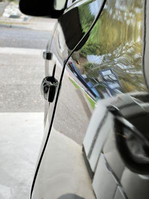 Incorrectly repaired rear door has me back to align it properly