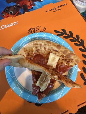 See threw Custom Round Pizza wanted parm and garlic butter on crust