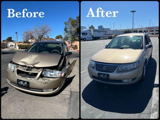 Before and after my car was repaired at Royal Touch Auto Body!