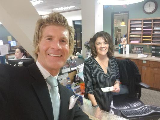 Hanging with my friend Lupe at the recorder. She is so helpful.