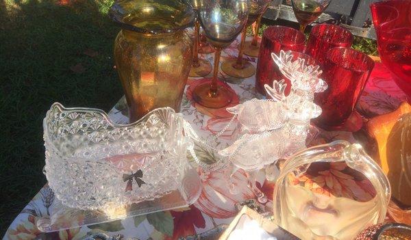 Crystal reindeers pulling sleigh