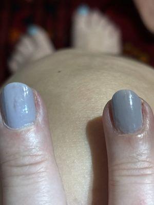 Nicks on the cuticles and smearing of nail polish