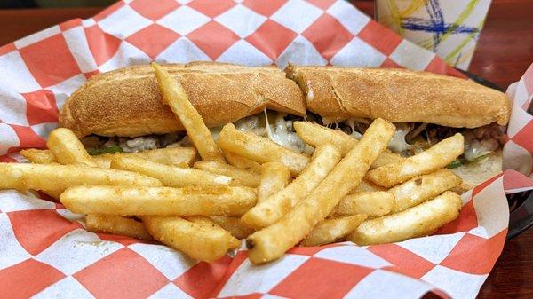 Cheesesteak with fries and soda combo, among the best we've ever had anywhere.