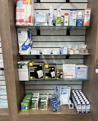 Wound supplies, band aid, gauze, medical tape, wound spray, wound cleanser, first aid, cold spray, finger splint, cold packs, protein + more