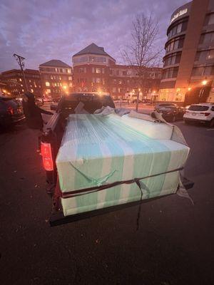 For couch deliveries, we make sure everything is fully secured, strapped, and wrapped to ensure a safe and protected delivery.