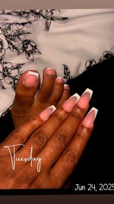My French tip that was done on my hands and feet!!