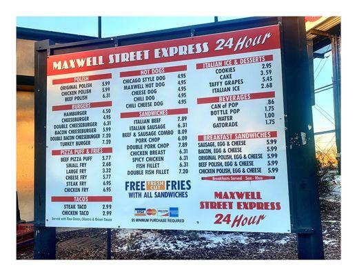 Drive Thru Menu @ Maxwell Street Express . 7600 S Ashland Ave, Chicago, IL Open 24/7 Chicago Street Fest Food . Cool.
