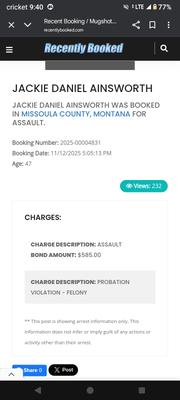 Dude comes from California to sell drugs here in Montana and apparently fuck people's houses up and now in jail for assault!
