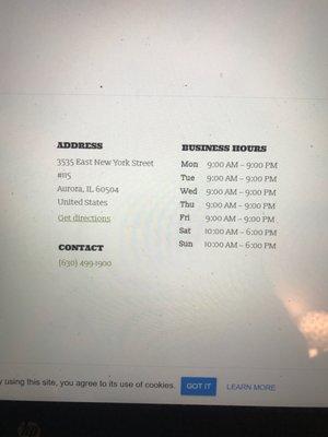 Her hours & location!