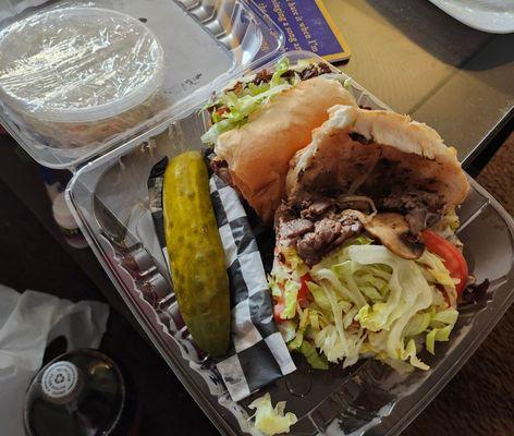 Mushroom Steak Hoagie with Cole Slaw