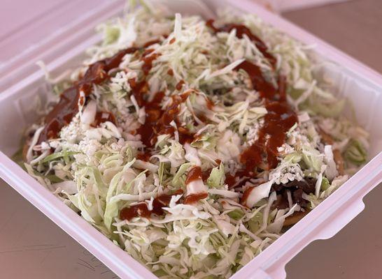 I loaded my sopes with extra cabbages! My one and only favorite at King Tacos.