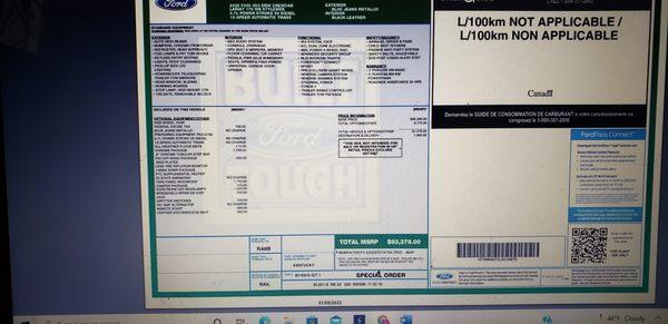 Manipulated factory window sticker- not possible for Lariat to be over 83k with every option, which this does not have every option