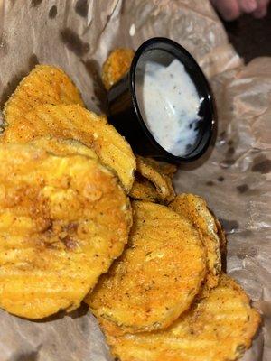 Pickle chips and Parmesan peppercorn dip!