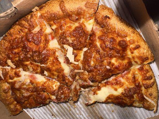Meat pizza with extra cheese