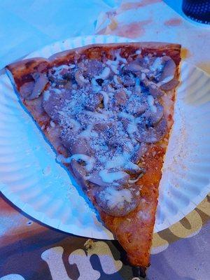 Slice of Mushroom sausage pizza $7