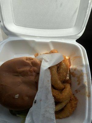 Jalapeño burger and SM onion ring