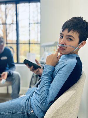 People of all ages need oxygen! And he makes sure to get his 10 minutes in