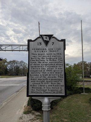 Seaboard Air Line Railway Depot Historical Marker, McBee