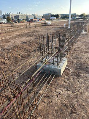 Rebar work before pouring