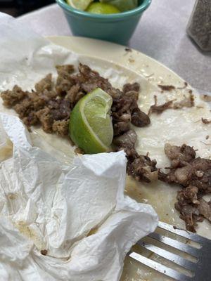 A lot of fat mostly the whole taco