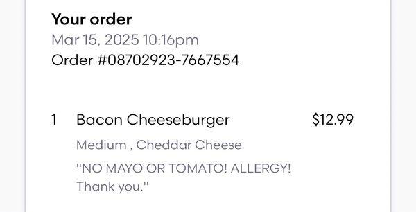 An order clarifying AN ALLERGY