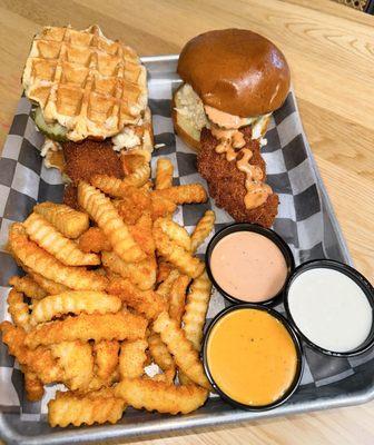 Chicken & Waffles Sando, Chicken Sando + FRIES